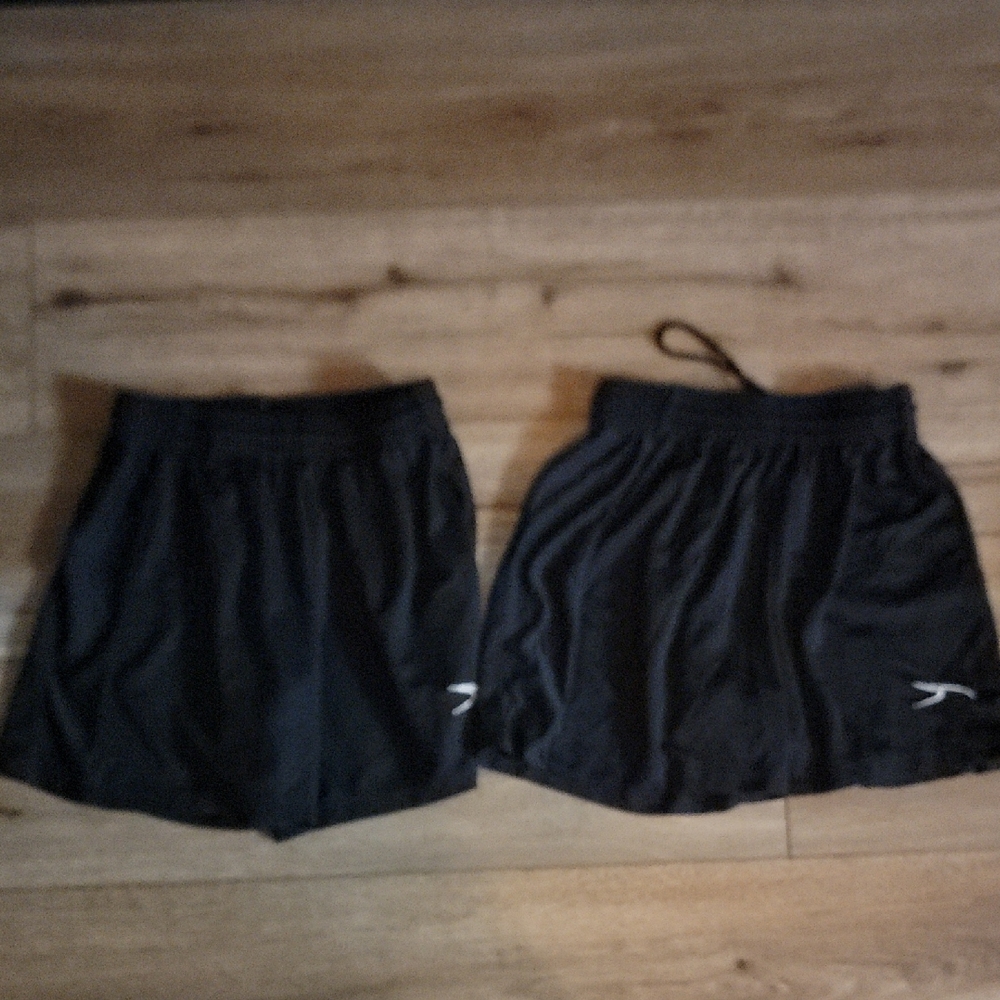 Black Athletic Shorts with Logo 2 Pair Youth Medium
